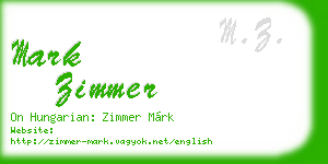 mark zimmer business card